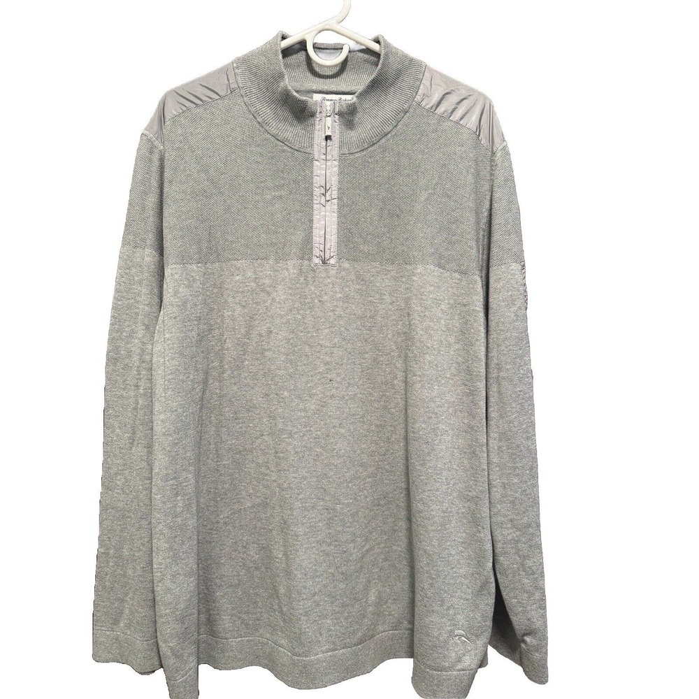 Tommy Bahama Mens Gray Pullover Quarter Zip Long Sleeve Sweater XXL‎ 2X